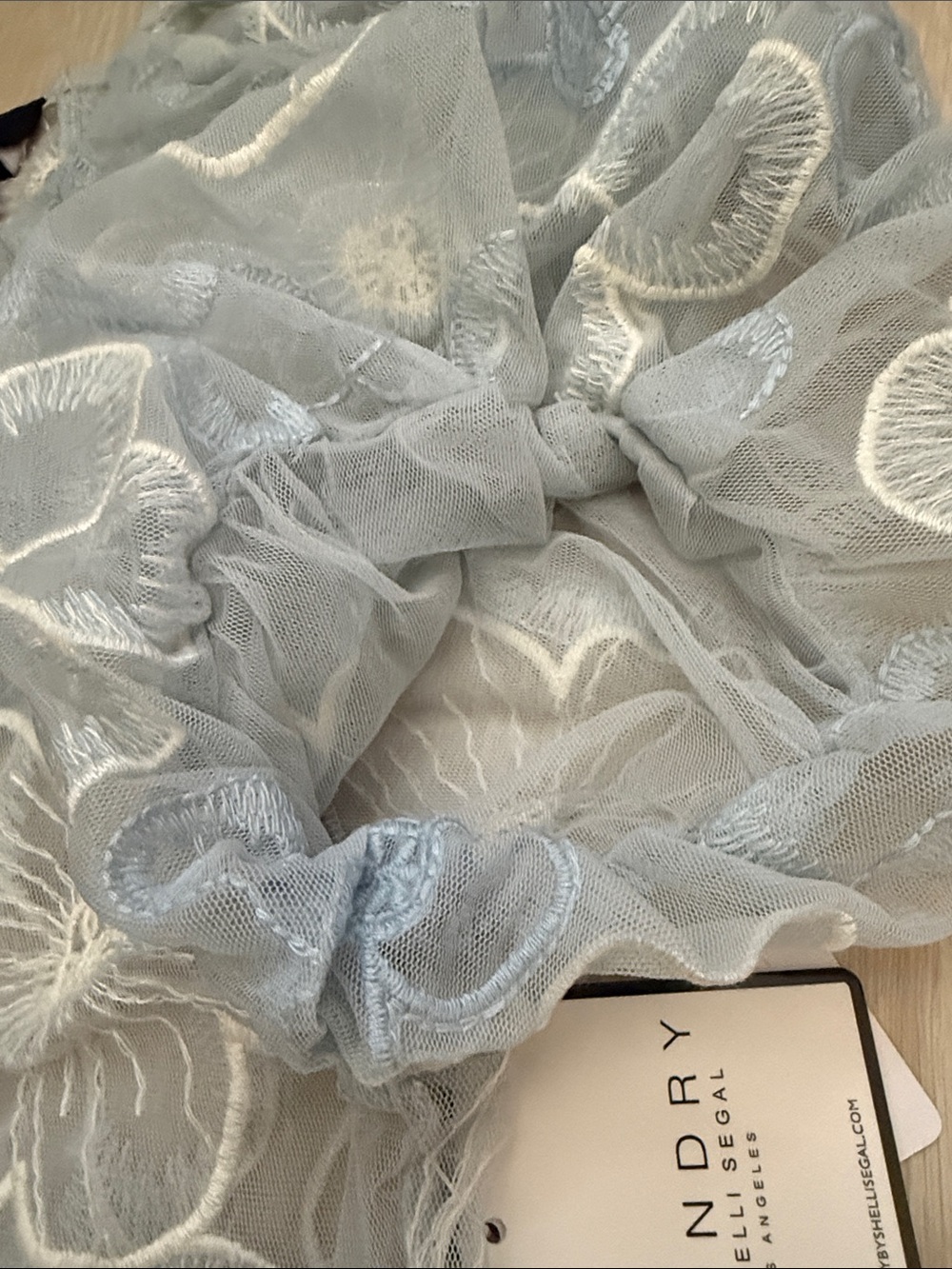 Laundry By Shelli Segal Light Blue Floral Lace Puff-Sleeve Blouse - Picture 8 of 10